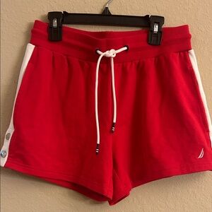 Nautica Women's Athletic Red Shorts with White Accents
